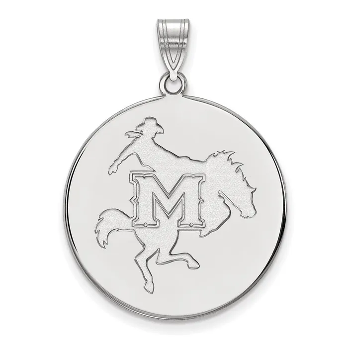 TreasureFineJewelers Necklaces Sterling Silver Rhodiumplated McNeese State University Extra Large Disc Pendant TreasureFineJewelers Necklaces Sterling Silver Rhodiumplated McNeese State University Extra Large Disc Pendant