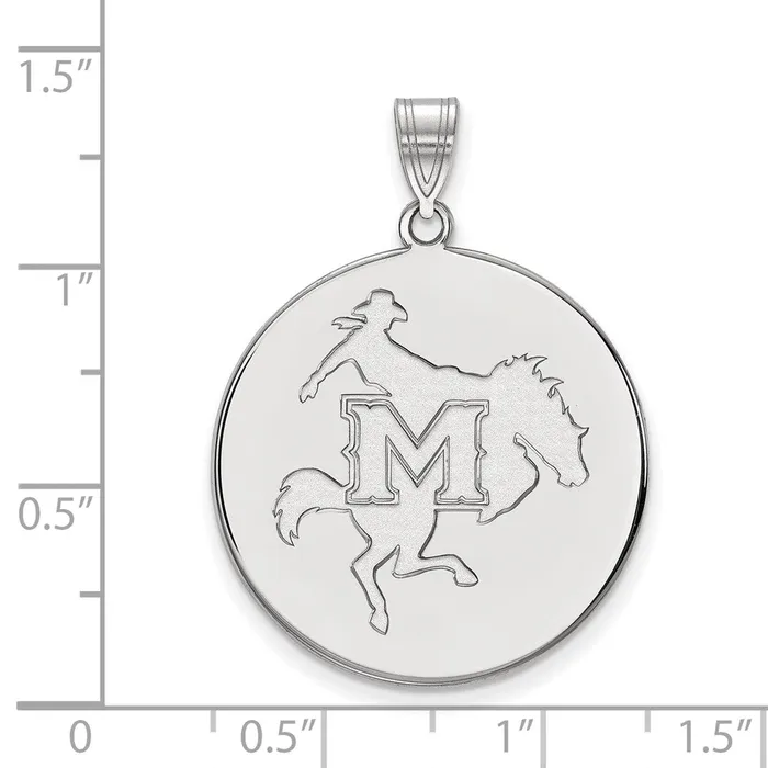 TreasureFineJewelers Necklaces Sterling Silver Rhodiumplated McNeese State University Extra Large Disc Pendant