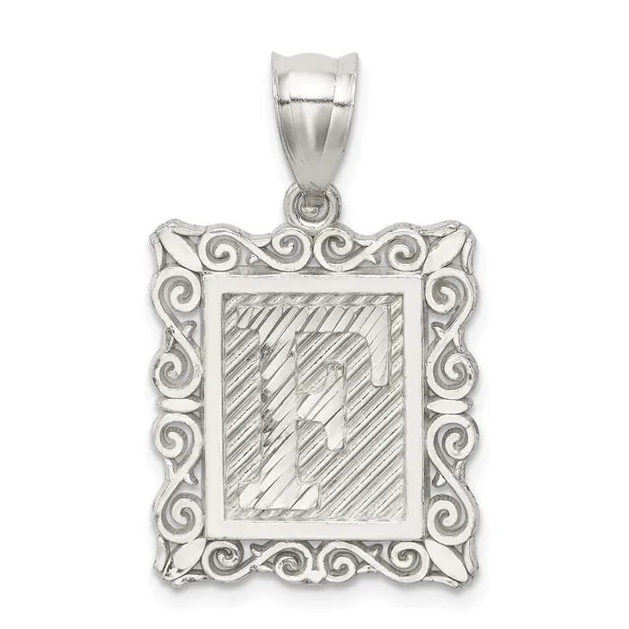 TreasureFineJewelers Necklaces Sterling Silver Square Diamondcut Letter F Initial Pendant TreasureFineJewelers Necklaces Sterling Silver Square Diamondcut Letter F Initial Pendant