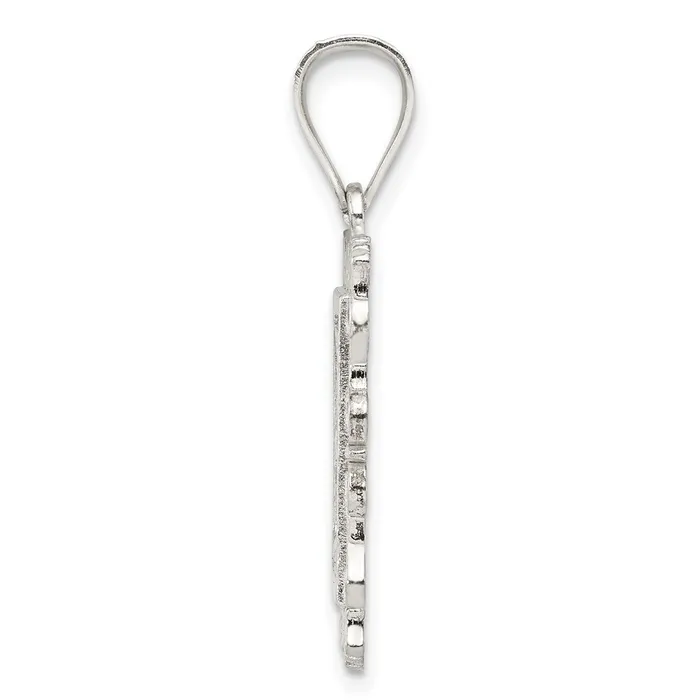 TreasureFineJewelers Necklaces Sterling Silver Square Diamondcut Letter F Initial Pendant