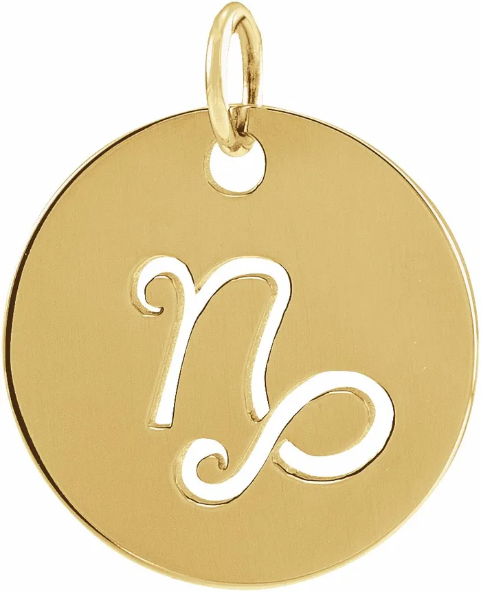 TreasureFineJewelers PreStyled Sets 14K Yellow Gold 165 mm Capricorn Zodiac Disc Pendant TreasureFineJewelers PreStyled Sets 14K Yellow Gold 165 mm Capricorn Zodiac Disc Pendant