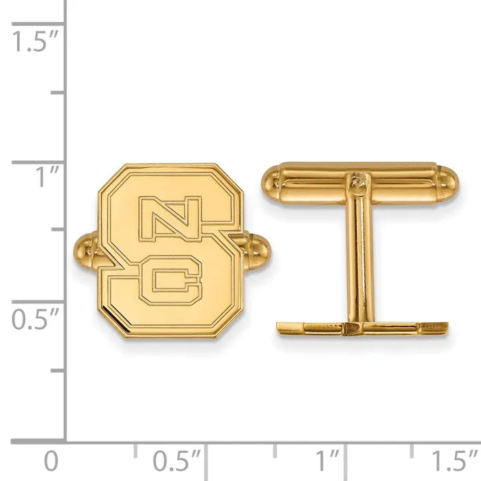 TreasureFineJewelers PreStyled Sets 14K Yellow Gold North Carolina State University Cuff Link