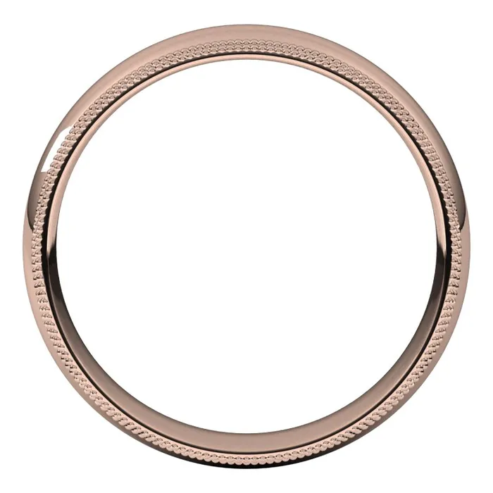 TreasureFineJewelers Rings 14K Rose Gold 5 mm double milgrain half round comfort fit Wedding Band