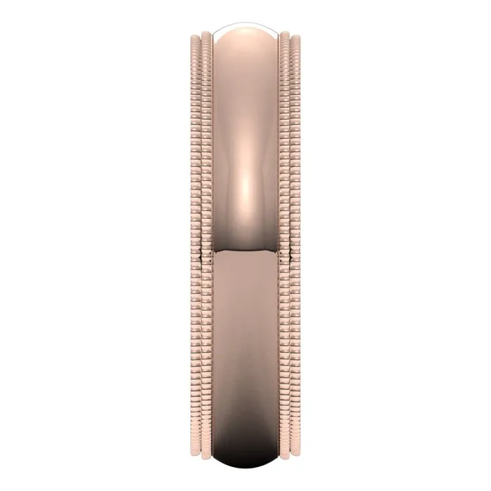 TreasureFineJewelers Rings 14K Rose Gold 5 mm double milgrain half round comfort fit Wedding Band