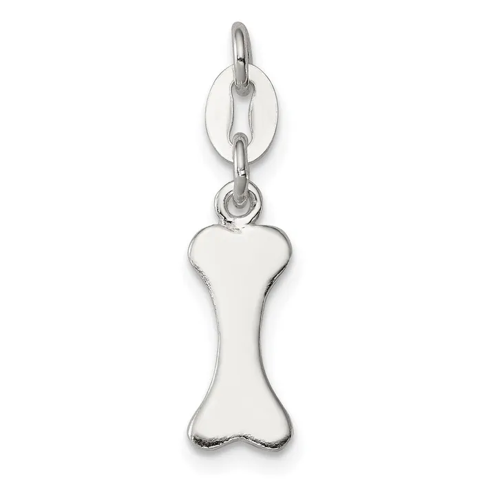 TreasureFineJewelers Rings Sterling Silver Polished Dog Bone Charm