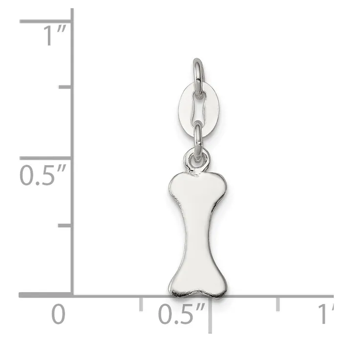 TreasureFineJewelers Rings Sterling Silver Polished Dog Bone Charm