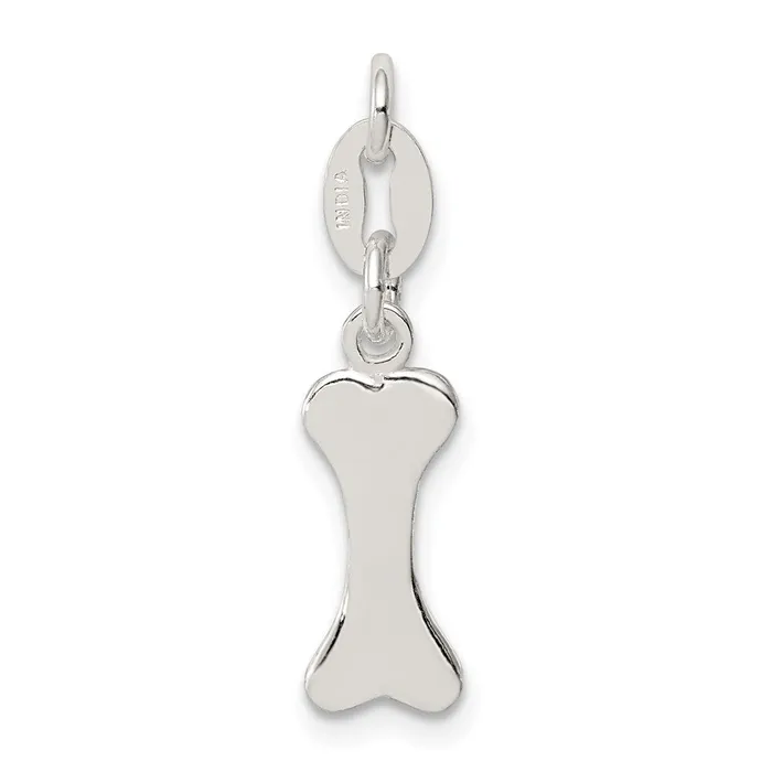 TreasureFineJewelers Rings Sterling Silver Polished Dog Bone Charm