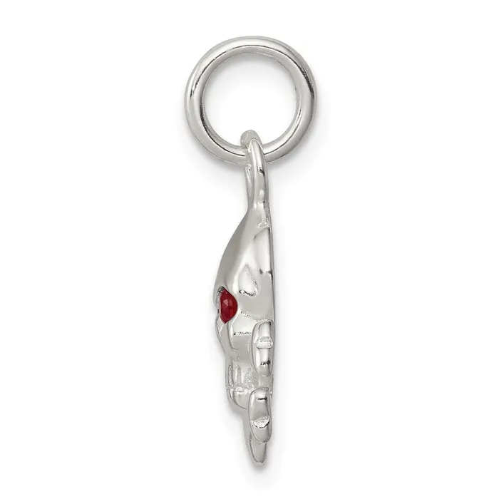 TreasureFineJewelers Rings Sterling Silver Red CZ Skull Charm