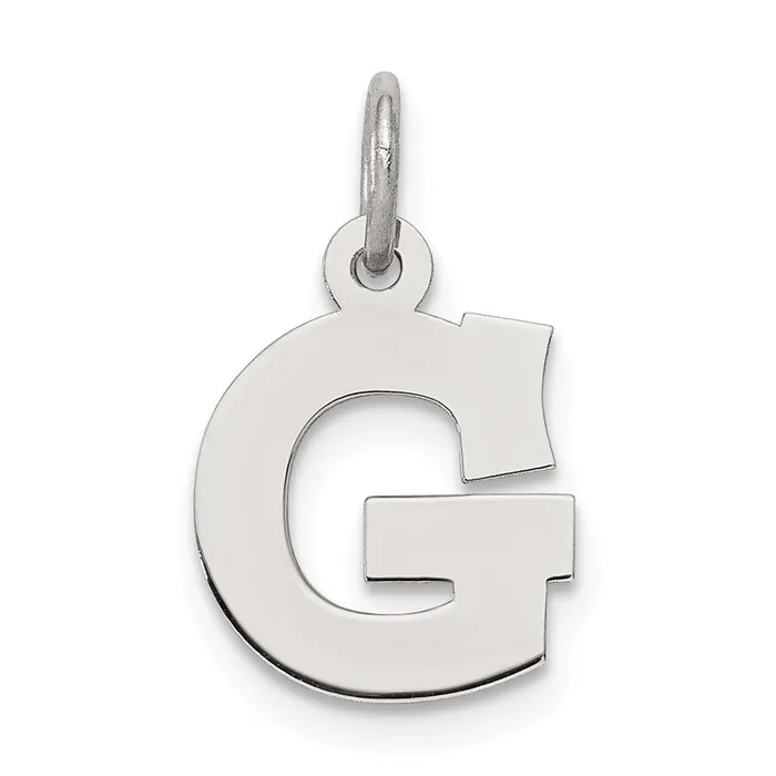TreasureFineJewelers Rings Sterling Silver Rhodiumplated Block Letter G Initial Charm TreasureFineJewelers Rings Sterling Silver Rhodiumplated Block Letter G Initial Charm