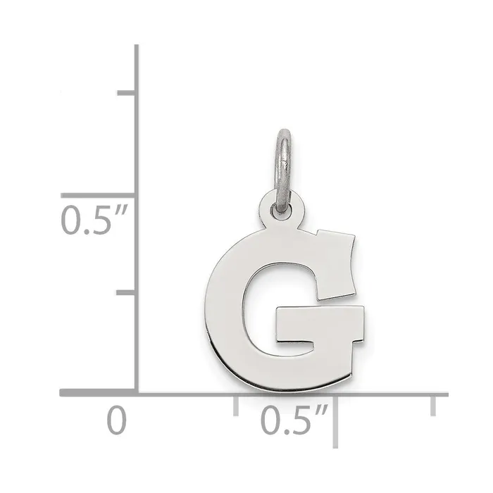 TreasureFineJewelers Rings Sterling Silver Rhodiumplated Block Letter G Initial Charm