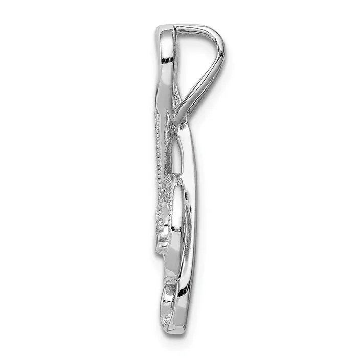 TreasureFineJewelers Rings Sterling Silver Rhodiumplated Polished CZ Treble Clef Slide