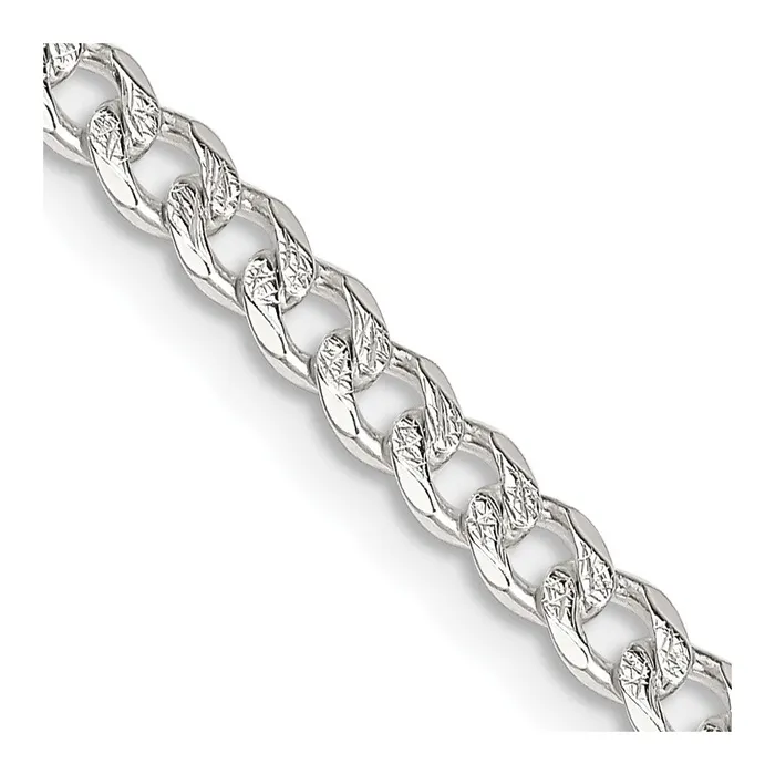 TreasureFineJewelers Sterling Silver 4mm Pave Curb Chain Rings