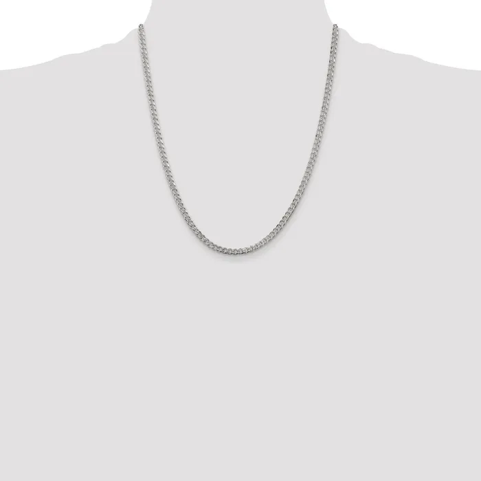 TreasureFineJewelers Sterling Silver 4mm Pave Curb Chain Rings