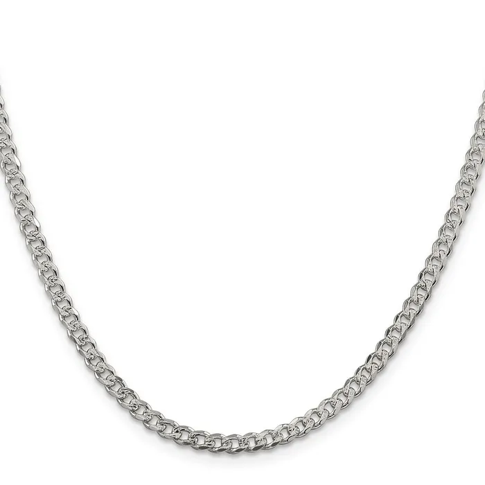 TreasureFineJewelers Sterling Silver 4mm Pave Curb Chain Rings