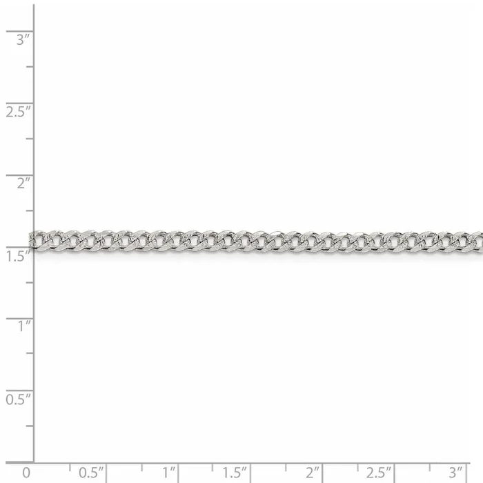 TreasureFineJewelers Sterling Silver 4mm Pave Curb Chain Rings