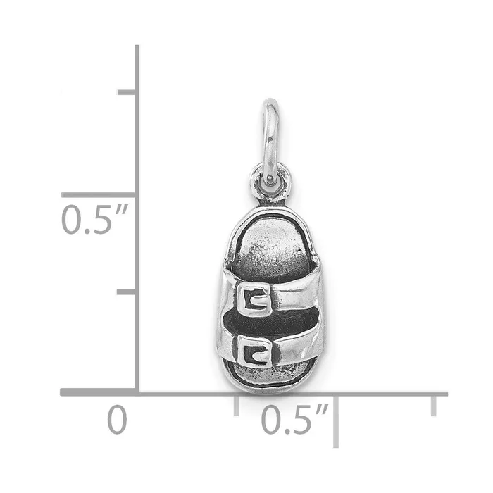 TreasureFineJewelers Sterling Silver Antiqued Sandal Charm Rings