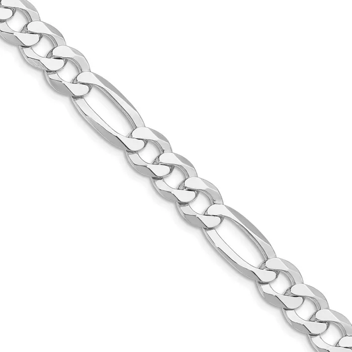 TreasureFineJewelers Sterling Silver Rhodiumplated 85mm Lightweight Flat Figaro Chain Rings TreasureFineJewelers Sterling Silver Rhodiumplated 85mm Lightweight Flat Figaro Chain Rings