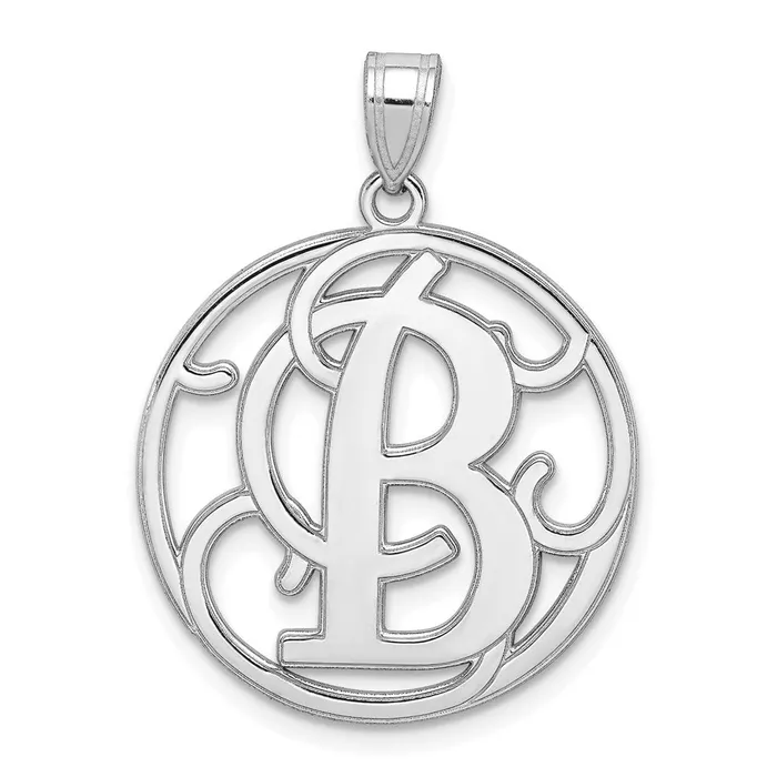 TreasureFineJewelers Sterling Silver Rhodiumplated Fancy Script Letter B Initial Pendant Necklaces TreasureFineJewelers Sterling Silver Rhodiumplated Fancy Script Letter B Initial Pendant Necklaces