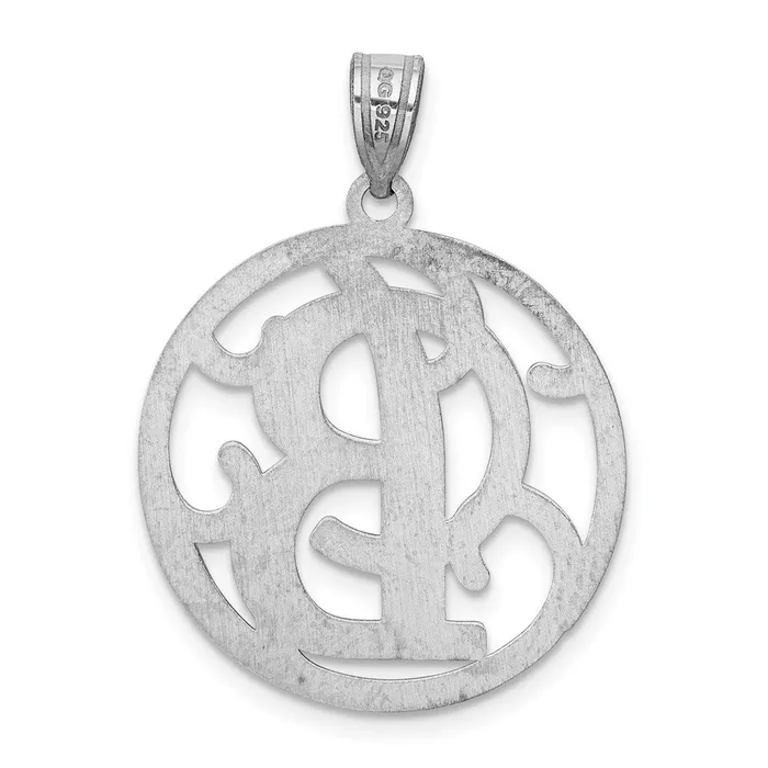 TreasureFineJewelers Sterling Silver Rhodiumplated Fancy Script Letter B Initial Pendant Necklaces