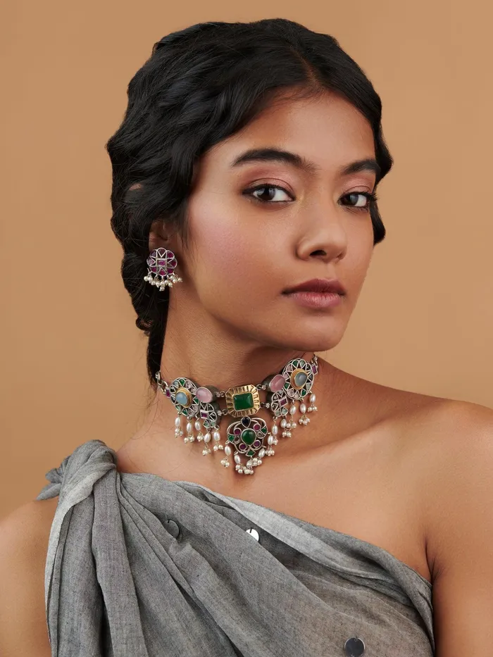 Curio Cottage The Gypsy Rangoli Rain Necklace Set Necklaces
