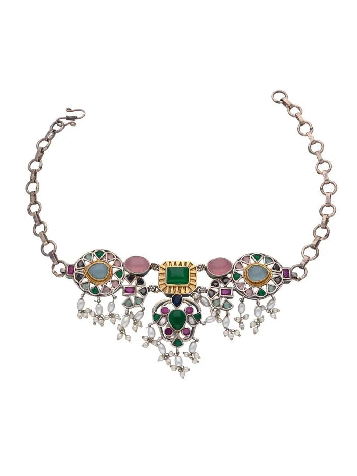 Curio Cottage The Gypsy Rangoli Rain Necklace Set Necklaces Curio Cottage The Gypsy Rangoli Rain Necklace Set Necklaces
