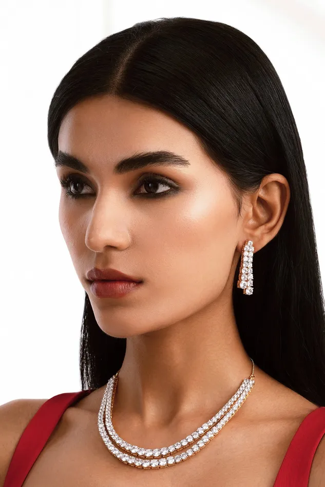 Diamante Starlet Layered Necklace Set Curio Cottage Necklaces
