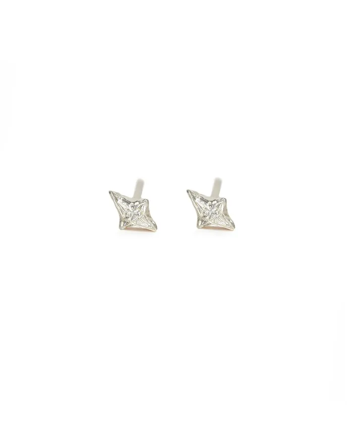 Lacee Alexandra Jewelry Earrings Sterling Silver North Star Diamond Earrings