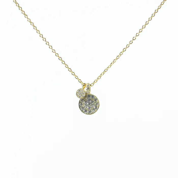 Necklaces Silver Lotus Round Cubic Disc Necklace