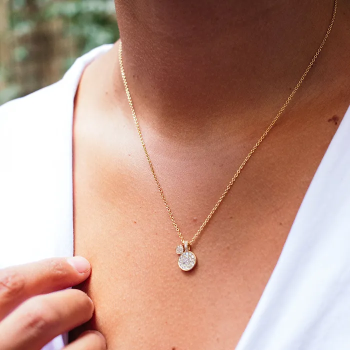 Necklaces Silver Lotus Round Cubic Disc Necklace