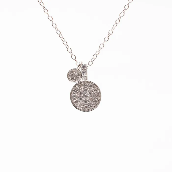 Necklaces Silver Lotus Round Cubic Disc Necklace