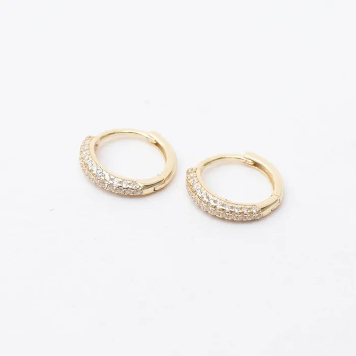 PreStyled Sets Silver Lotus Gold Plated Mini Dome Pave Huggies