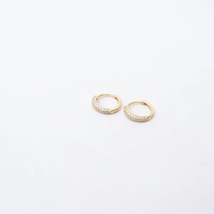 PreStyled Sets Silver Lotus Gold Plated Mini Dome Pave Huggies