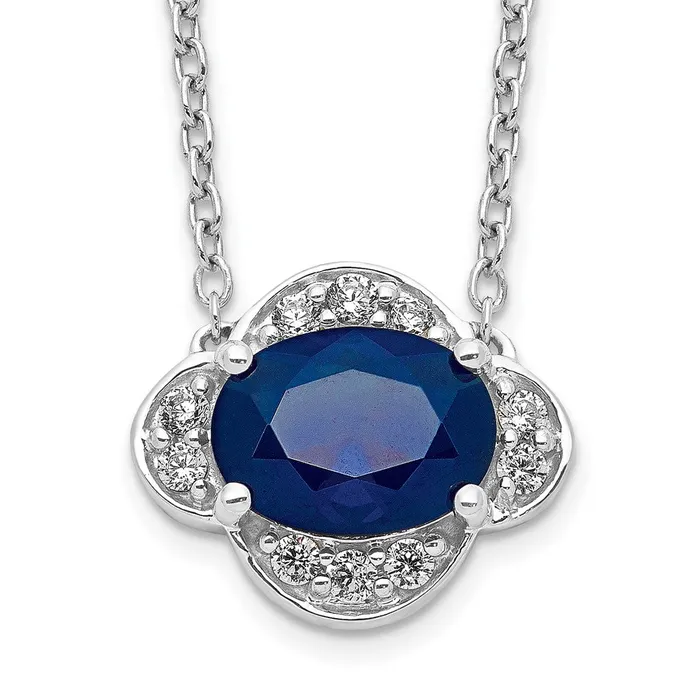 14k White Gold Diamond and Oval Sapphire 18 inch NecklaceWBCPM4027SA013WA18 WB Choice Jewelry Necklaces 14k White Gold Diamond and Oval Sapphire 18 inch NecklaceWBCPM4027SA013WA18 WB Choice Jewelry Necklaces