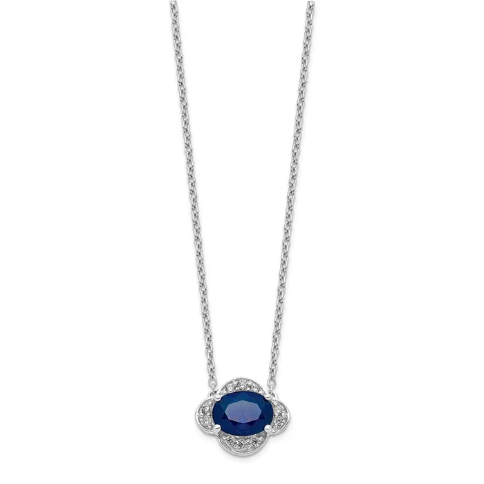14k White Gold Diamond and Oval Sapphire 18 inch NecklaceWBCPM4027SA013WA18 WB Choice Jewelry Necklaces 14k White Gold Diamond and Oval Sapphire 18 inch NecklaceWBCPM4027SA013WA18 WB Choice Jewelry Necklaces