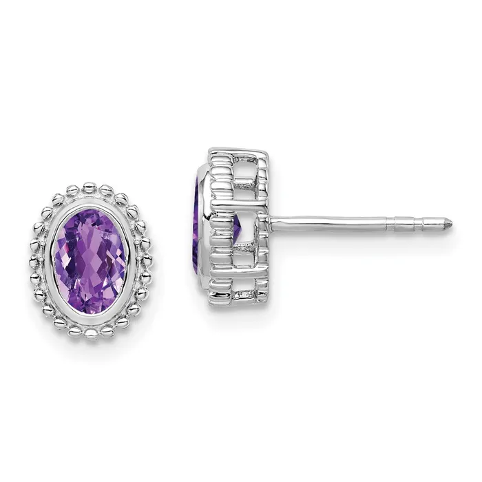 14k White Gold Oval Amethyst Post EarringsWBCEM7202AMW WB Choice Jewelry Earrings 14k White Gold Oval Amethyst Post EarringsWBCEM7202AMW WB Choice Jewelry Earrings
