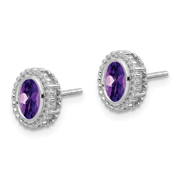 14k White Gold Oval Amethyst Post EarringsWBCEM7202AMW WB Choice Jewelry Earrings 14k White Gold Oval Amethyst Post EarringsWBCEM7202AMW WB Choice Jewelry Earrings