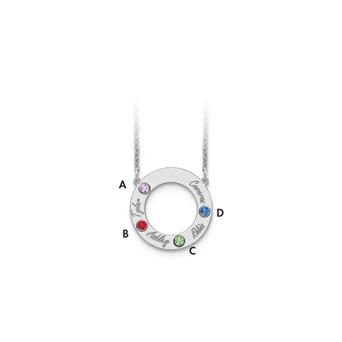 14KW 4 Name and Birthstone w 18k Bezel Cut Out Circle NecklaceWBCXNA8804W WB Choice Jewelry Necklaces 14KW 4 Name and Birthstone w 18k Bezel Cut Out Circle NecklaceWBCXNA8804W WB Choice Jewelry Necklaces