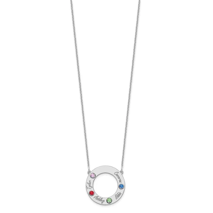 14KW 4 Name and Birthstone w 18k Bezel Cut Out Circle NecklaceWBCXNA8804W WB Choice Jewelry Necklaces 14KW 4 Name and Birthstone w 18k Bezel Cut Out Circle NecklaceWBCXNA8804W WB Choice Jewelry Necklaces
