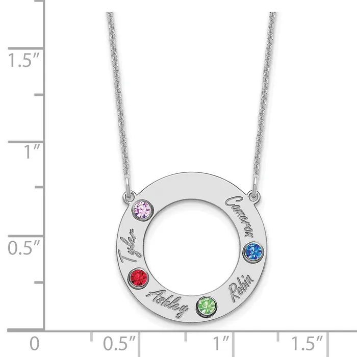 14KW 4 Name and Birthstone w 18k Bezel Cut Out Circle NecklaceWBCXNA8804W WB Choice Jewelry Necklaces 14KW 4 Name and Birthstone w 18k Bezel Cut Out Circle NecklaceWBCXNA8804W WB Choice Jewelry Necklaces