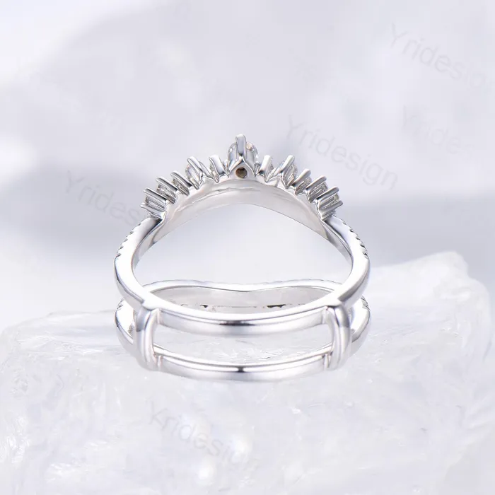 Art Deco Double Curved Moissanite Wedding Band Ladies Snowdrift Wedding Promise Ring Women Black Diamond Stacking Bridal Matching Ring Her PENFINE Rings Art Deco Double Curved Moissanite Wedding Band Ladies Snowdrift Wedding Promise Ring Women Black Diamond Stacking Bridal Matching Ring Her PENFINE Rings