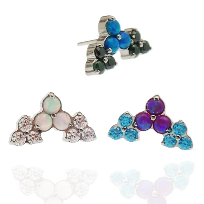 Body Clickers Body Jewelry Charm Necklaces Trinity cluster threadless piercing 20g18g16g14g flatback