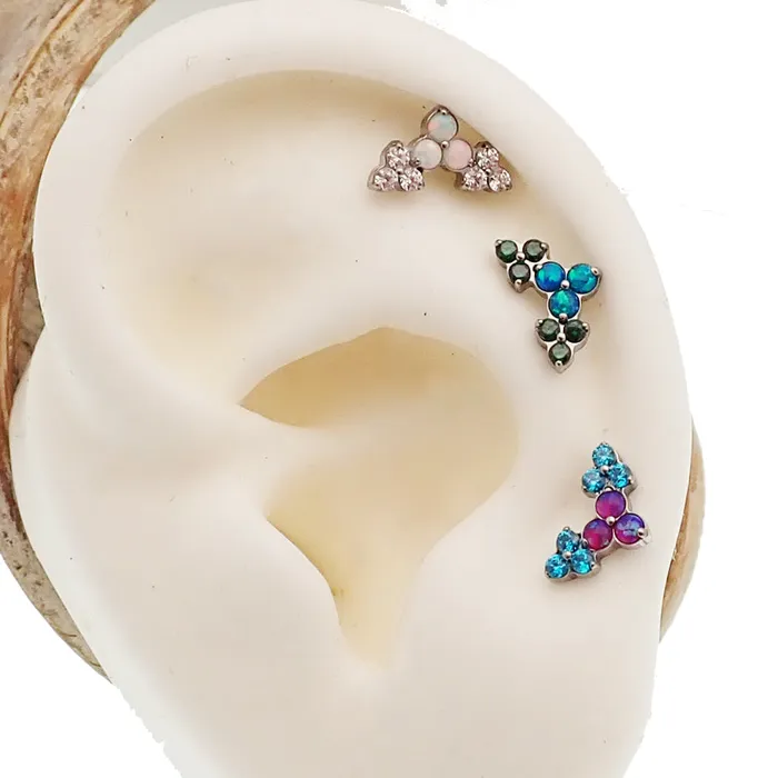 Body Clickers Body Jewelry Charm Necklaces Trinity cluster threadless piercing 20g18g16g14g flatback