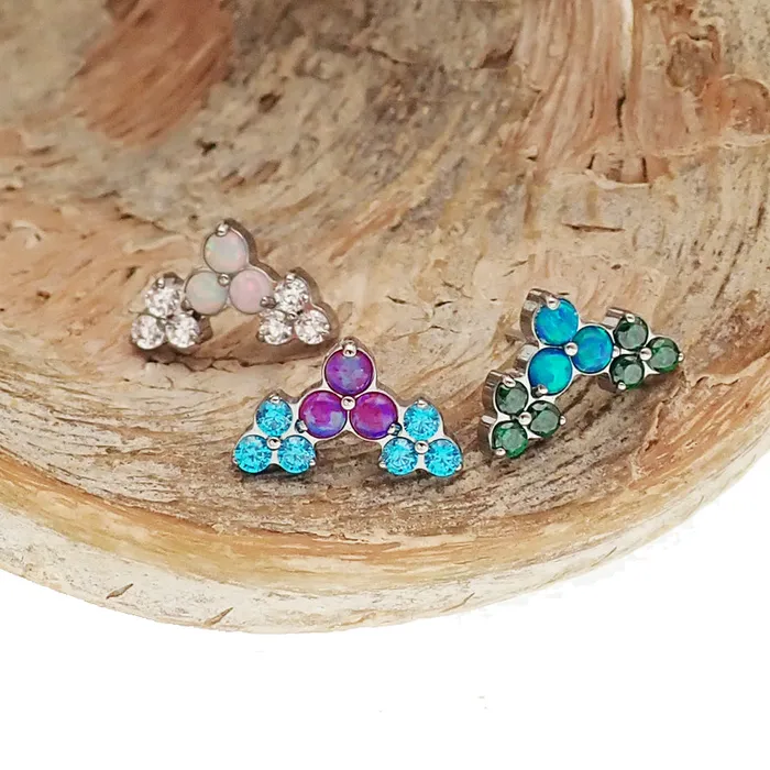 Body Clickers Body Jewelry Charm Necklaces Trinity cluster threadless piercing 20g18g16g14g flatback