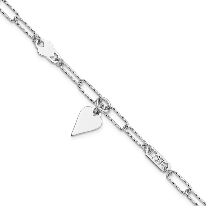 Bracelets Sterling Silver Rhodiumplated Diamondcut LOVEHeart Dangle BraceletWBCQG578475 WB Choice Jewelry Bracelets Sterling Silver Rhodiumplated Diamondcut LOVEHeart Dangle BraceletWBCQG578475 WB Choice Jewelry