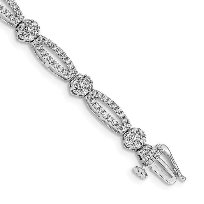 Bracelets WB Choice Jewelry 14k White Gold Diamond Flower Link BraceletWBCBM4626200WA Bracelets WB Choice Jewelry 14k White Gold Diamond Flower Link BraceletWBCBM4626200WA