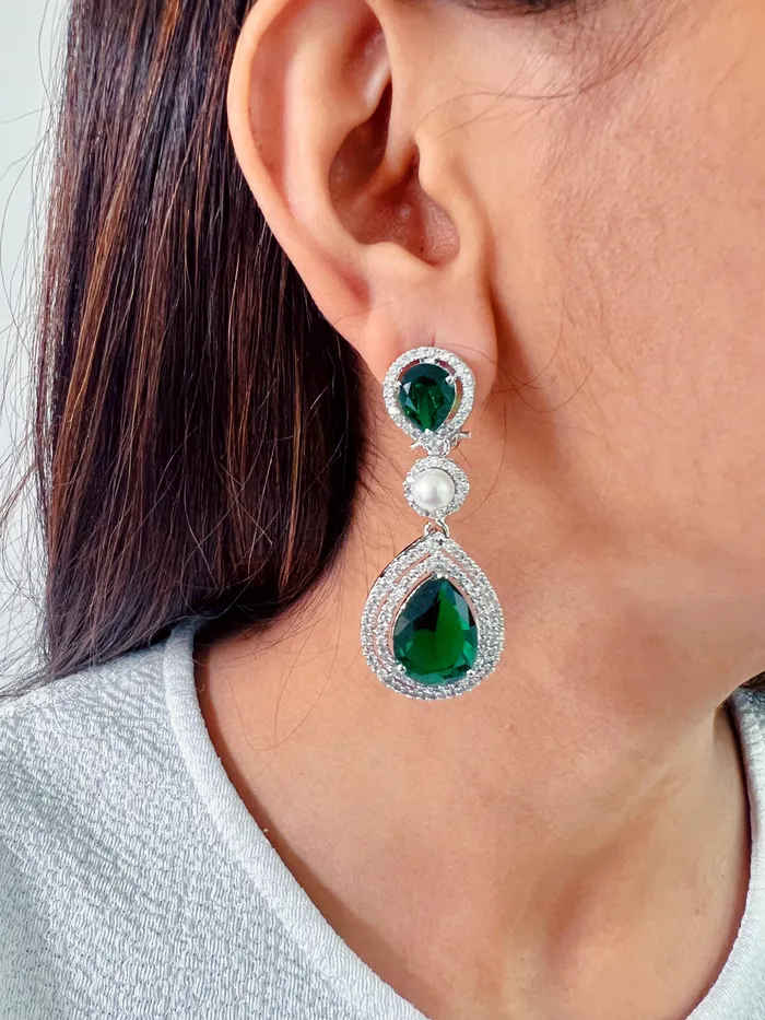 Earrings PRERTO ECOMMERCE PRIVATE LIMITED Irene Emerald Set Earrings Necklace