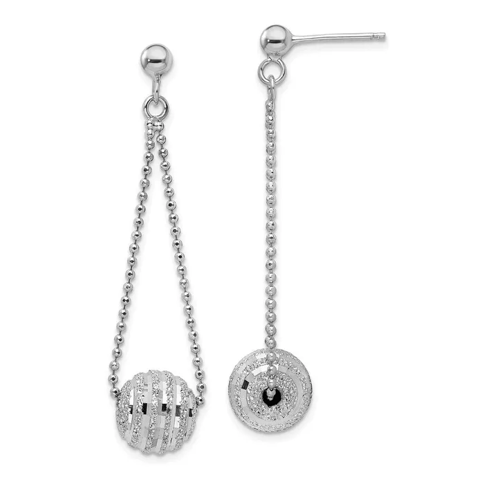 Earrings Sterling Silver Rhodiumplated Lasered Bead Chain Dangle Post EarringsWBCQE15644 WB Choice Jewelry Earrings Sterling Silver Rhodiumplated Lasered Bead Chain Dangle Post EarringsWBCQE15644 WB Choice Jewelry