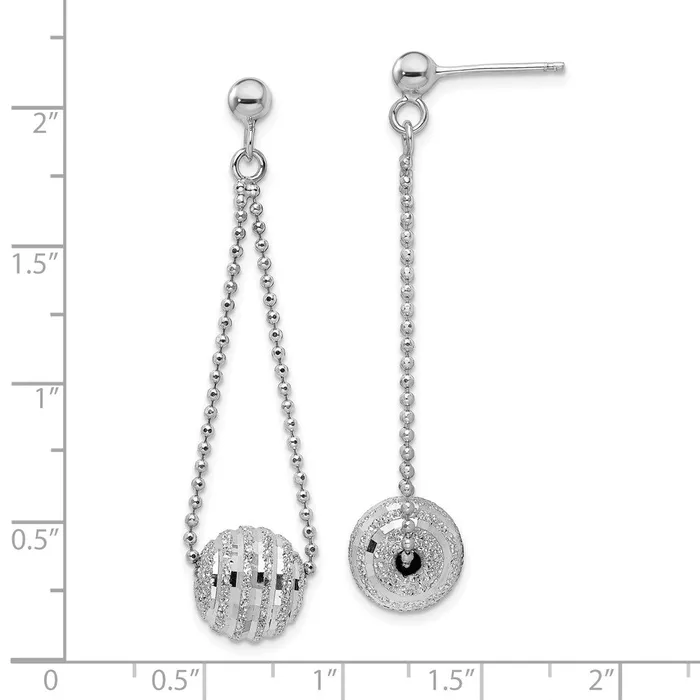 Earrings Sterling Silver Rhodiumplated Lasered Bead Chain Dangle Post EarringsWBCQE15644 WB Choice Jewelry Earrings Sterling Silver Rhodiumplated Lasered Bead Chain Dangle Post EarringsWBCQE15644 WB Choice Jewelry