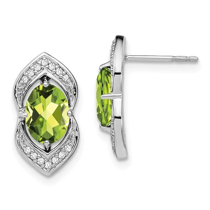 Earrings WB Choice Jewelry 14k White Gold Peridot and Diamond Post EarringsWBCEM7088PE014WA Earrings WB Choice Jewelry 14k White Gold Peridot and Diamond Post EarringsWBCEM7088PE014WA