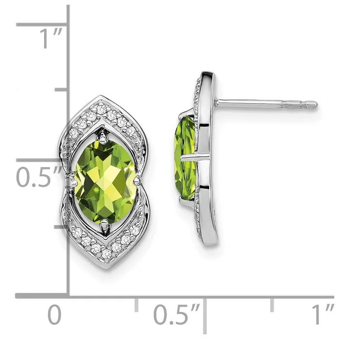 Earrings WB Choice Jewelry 14k White Gold Peridot and Diamond Post EarringsWBCEM7088PE014WA Earrings WB Choice Jewelry 14k White Gold Peridot and Diamond Post EarringsWBCEM7088PE014WA